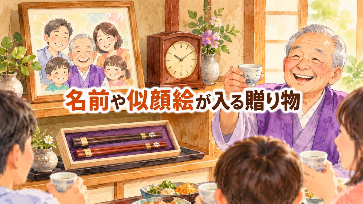 名前や似顔絵が入る贈り物
