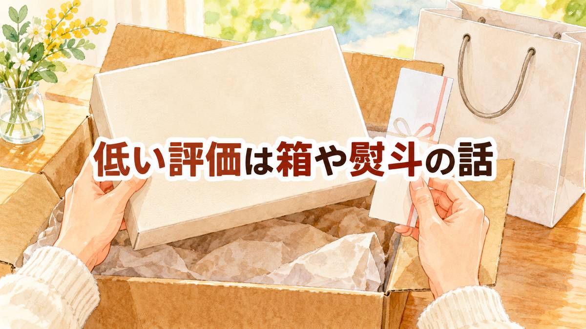 低い評価は箱や熨斗の話